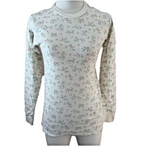 Vintage Duofold Thermal Shirt Women's S Floral Long Sleeve Base Layer Made USA